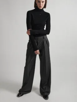 Pull à Col Roulé En Maille Mérinos Noir