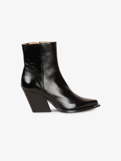 Boots En Cuir Verni Noir