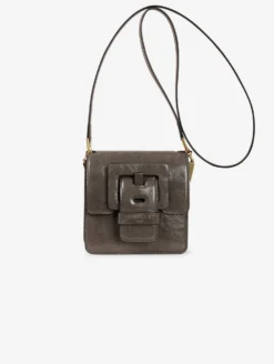 Sac "Love Me" En Cuir Verni Gris