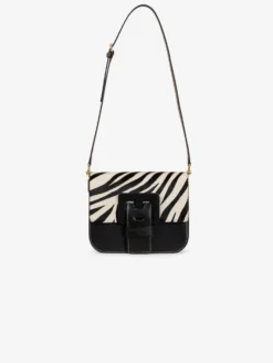 Sac "Touch Me" En Cuir Noir Et Pony Zèbre