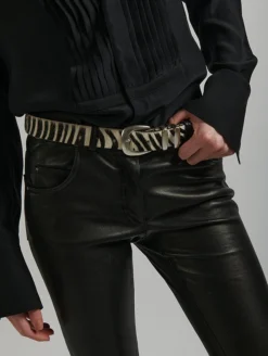 Ceinture En Cuir Façon Poulain Imprimé Zèbre