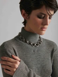 Collier Chaîne En Métal Argenté