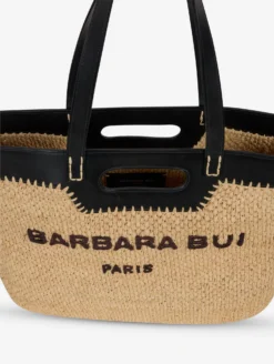 Sac Cabas En Raphia Naturel Et Cuir Noir -barbarabui Soldes Magasin F6820PNT 0210 03