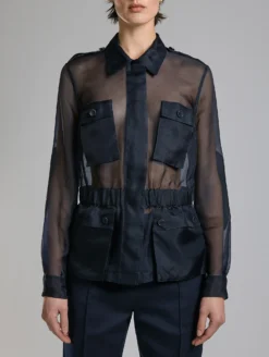 Veste Saharienne En Organza De Soie Marine -barbarabui Soldes Magasin F7251FCE 55 0791 6d7a01be 58a3 403a 9d28 4210c27b6923