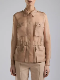 Veste Saharienne En Organza De Soie Nude -barbarabui Soldes Magasin F7251FLE 04 1086