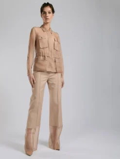Veste Saharienne En Organza De Soie Nude -barbarabui Soldes Magasin F7251FLE 04 1109