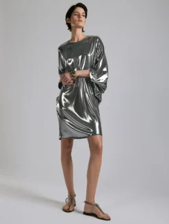 Robe En Lamé "liquide" Argent -barbarabui Soldes Magasin F7326FEM 8010 0301