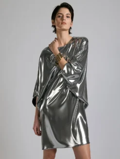 Robe En Lamé "liquide" Argent