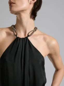 Robe Trapèze En Satin De Viscose Léger Noire -barbarabui Soldes Magasin F7327FEK 10 0643