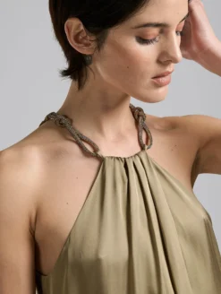 Robe Trapèze En Satin De Viscose Léger Bronze -barbarabui Soldes Magasin F7327FEK 41 0550