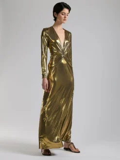 Robe Longue En Jersey Métallisé Gold -barbarabui Soldes Magasin F7350FMA 6010 0388