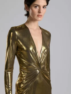 Robe Longue En Jersey Métallisé Gold -barbarabui Soldes Magasin F7350FMA 6010 0396