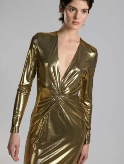 Robe Longue En Jersey Métallisé Gold -barbarabui Soldes Magasin F7350FMA 6010 0397