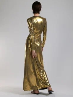 Robe Longue En Jersey Métallisé Gold -barbarabui Soldes Magasin F7350FMA 6010 0416