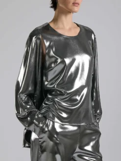 Top Effet Cape En Lamé "liquide" Argent -barbarabui Soldes Magasin F7440FEM 8010 0138