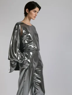 Top Effet Cape En Lamé "liquide" Argent -barbarabui Soldes Magasin F7440FEM 8010 0225