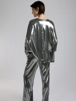 Top Effet Cape En Lamé "liquide" Argent -barbarabui Soldes Magasin F7440FEM 8010 0246