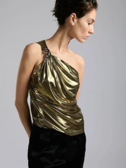 Top Asymétrique En Jersey Métallisé Gold -barbarabui Soldes Magasin F7461FMA 6010 1184
