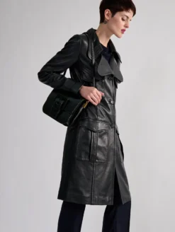 Manteau Trench-coat En Cuir Plongé Navy -barbarabui Soldes Magasin barbara bui F1180FUF 55 image 2 0a24afca 68d2 4035 a4b1 a3ae5bedd66d