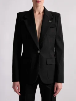 Veste 3 Poches En Gabardine De Coton Stretch Noire -barbarabui Soldes Magasin barbara bui F1206XEA 10 additional