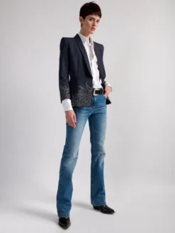 Veste Col Châle Cintrée Avec Effet Jacquard