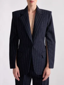 Veste Cintrée à Rayures Tennis Marine -barbarabui Soldes Magasin barbara bui F1211FAE 55 additional