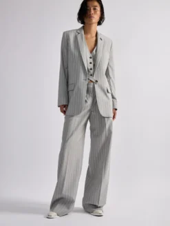 Veste Droite à Rayures Tennis Grise