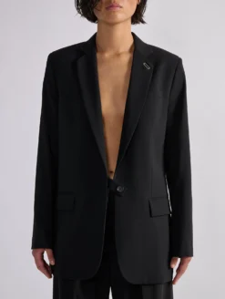 Veste Droite En Toile De Laine Noire -barbarabui Soldes Magasin barbara bui F1222WTE 10 additional