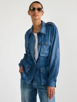 Veste Saharienne à Imprimé Denim