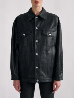 Blouson Oversized En Denim Résiné Noir -barbarabui Soldes Magasin barbara bui F1253FLB 10 additional RET