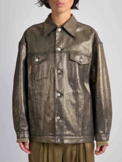 Blouson Oversized En Denim Métallisé Gold -barbarabui Soldes Magasin barbara bui F1253FLB 60 additional