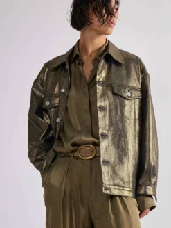 Blouson Oversized En Denim Métallisé Gold -barbarabui Soldes Magasin barbara bui F1253FLB 60 image 3 d60f5fc9 b242 4472 874e 249ad8500939