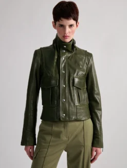 Blouson à Col Montant En Cuir Plongé Kaki 9 Blouson à Col Montant En Cuir Plongé Kaki -barbarabui Soldes Magasin barbara bui F1280FUF 47 image 4 1b6de1a0 6c69 4b80 865e c4a0c5ce1750