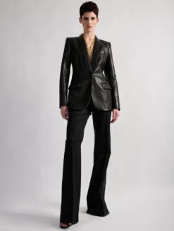 Veste Col Châle Cintrée En Cuir Plongé Noire -barbarabui Soldes Magasin barbara bui F1289KUL 10 image 6 d760b27b 975e 444d b5a0 33ed3278d6df