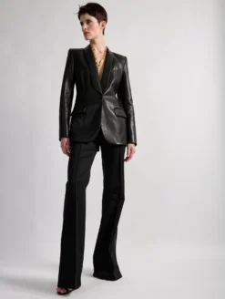 Veste Col Châle Cintrée En Cuir Plongé Noire -barbarabui Soldes Magasin barbara bui F1289KUL 10 image 7 a1726765 6b5e 4355 81f1 e5a3999b8293