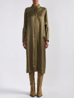 Robe Chemise En Satin De Viscose Léger Vert Olive -barbarabui Soldes Magasin barbara bui F1321FEK 37 additional