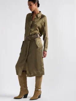 Robe Chemise En Satin De Viscose Léger Vert Olive -barbarabui Soldes Magasin barbara bui F1321FEK 37 image 3 c9a900e1 173a 4d89 888e b864b9332452