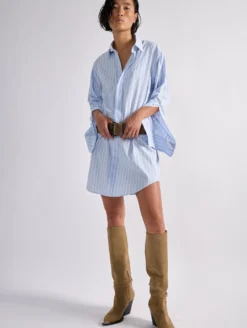 Robe Chemise à Rayures Oxford Façonnée