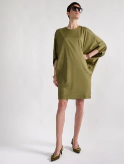 Robe En Satin Mercerisé Kaki