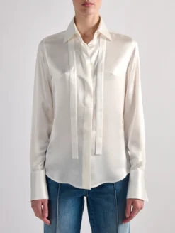 Chemise Lavallière En Satin De Soie Ivoire -barbarabui Soldes Magasin barbara bui F1402HCA 11 additional