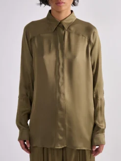 Chemise En Satin De Viscose Léger Kaki -barbarabui Soldes Magasin barbara bui F1412FEK 37 additional