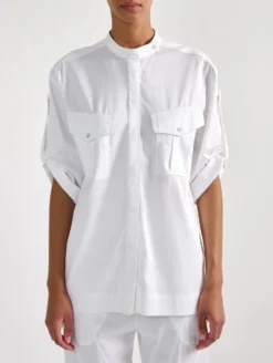 Chemise à Poches Plaquées En Satin Mercerisé Blanc -barbarabui Soldes Magasin barbara bui F1413FEH 01 additional