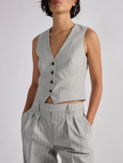 Gilet De Costume à Fines Rayures Tennis Gris
