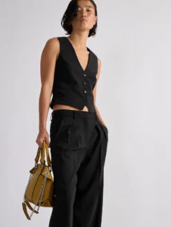 Gilet De Costume En Toile De Laine Noir