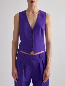 Gilet De Costume En Toile De Laine Violet -barbarabui Soldes Magasin barbara bui F1420WTE 46 additional