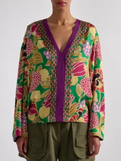 Top Manches Longues En Satin Imprimé Geisha -barbarabui Soldes Magasin barbara bui F1427FRP 2734 additional