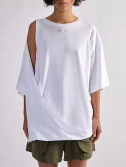 Tee-shirt Drapé Oversized En Jersey De Coton Blanc -barbarabui Soldes Magasin barbara bui F1460ZMA 01 additional