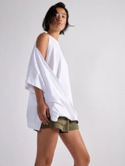 Tee-shirt Drapé Oversized En Jersey De Coton Blanc