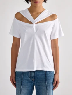 Tee-shirt à Encolure Twistée De Coton Blanc -barbarabui Soldes Magasin barbara bui F1461ZMA 01 additional