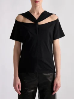 Tee-shirt à Encolure Twistée En Coton Noir -barbarabui Soldes Magasin barbara bui F1461ZMA 10 additional